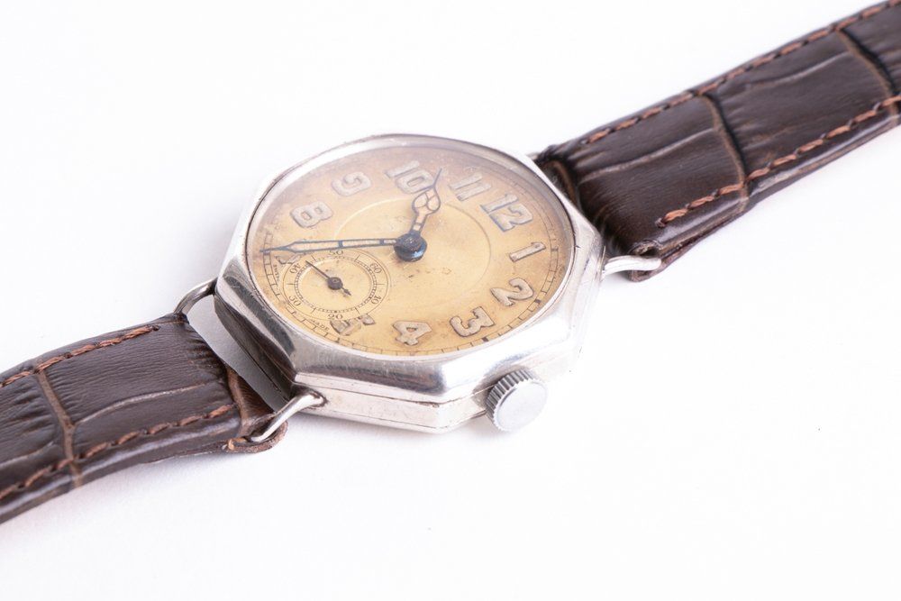 1917 Silver Rolex Trench Watch Rolex Wilsdorf Davis Case Mark