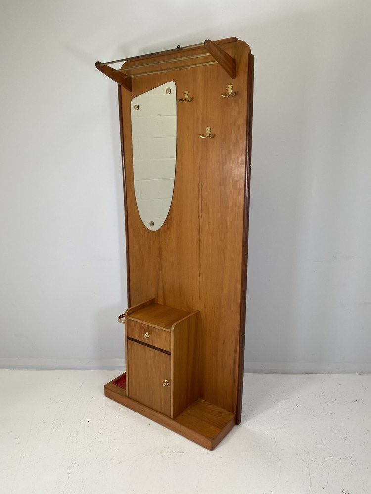 Midcentury Teak Hallway Coat Umbrella Stand c.1960