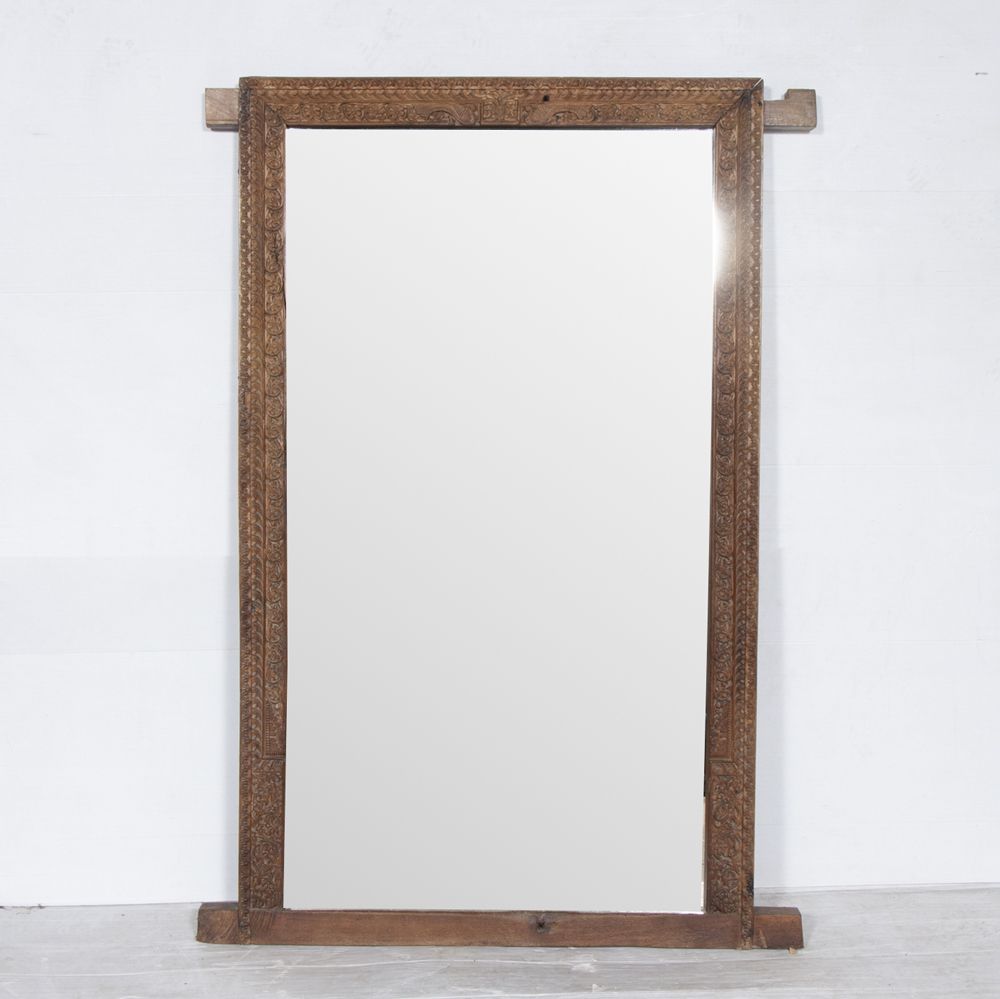 Mirror Made From An Old Carved Teak Door - 19thC Mirror Made From An Old Carved Teak Door - 19thC