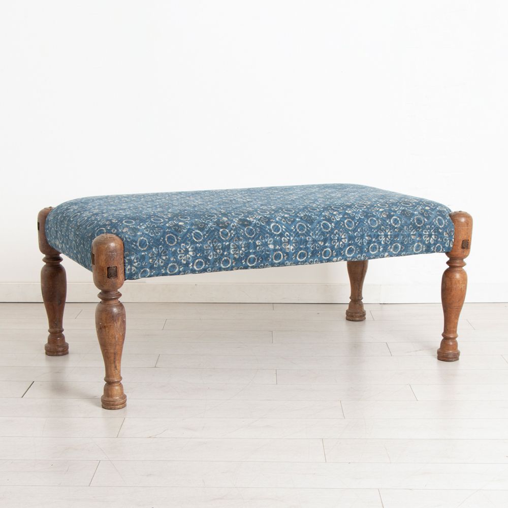 Contemporary Ottoman with Early 20th Century Charpoy Legs from Shekhawati District Rajasthan