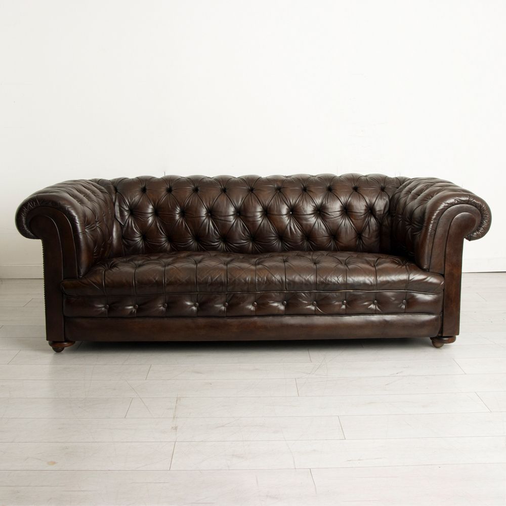 Studded leather couch sales