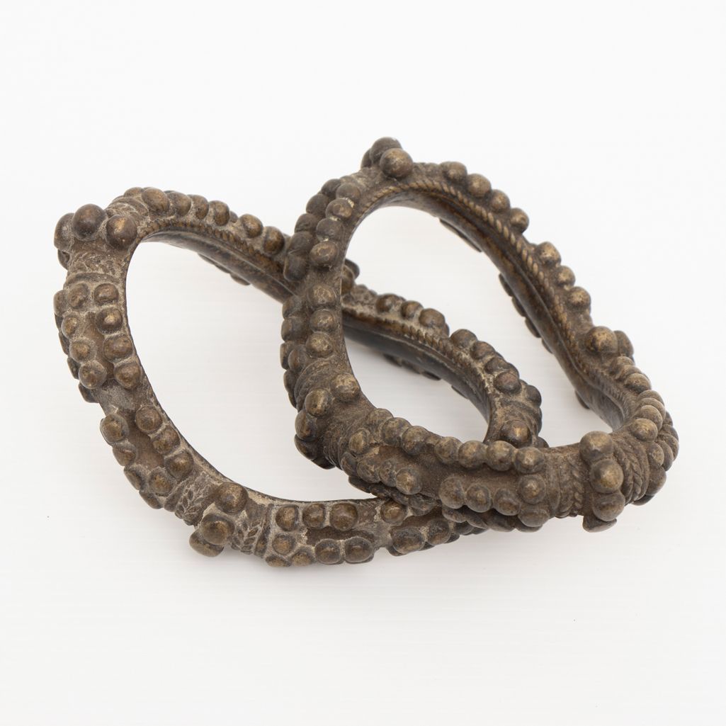 Pair of Ornate Fine Quality Solid Cast Bronze Anklets from Gond Tribal Community Andhra Pradesh Orissa
