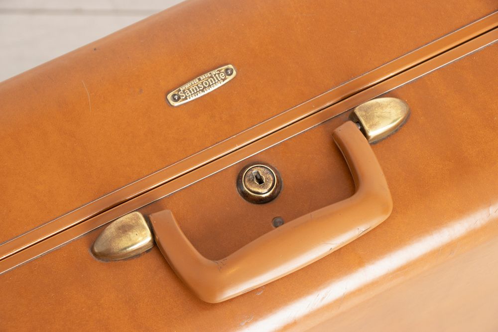 Vintage Brown Samsonite Suitcase with Brass Latches