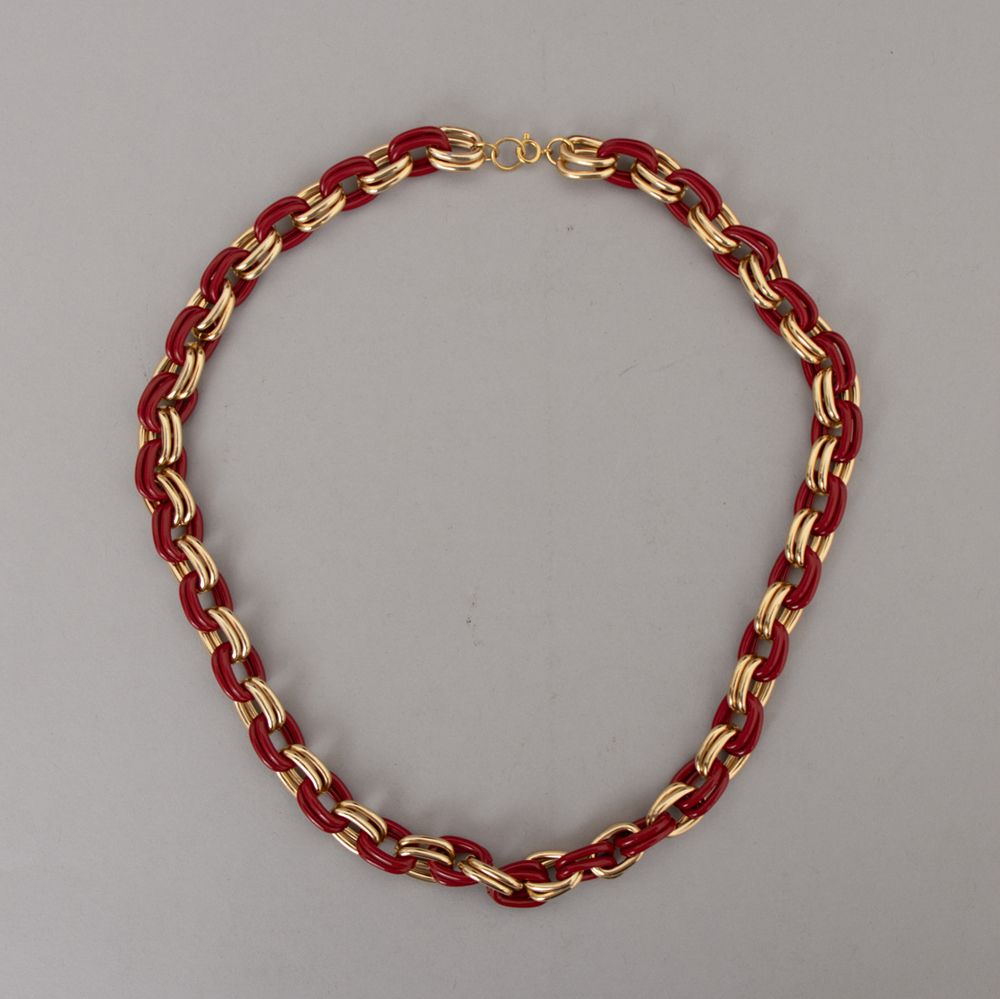 Vintage Red Gold Tone Chain Necklace c.1980